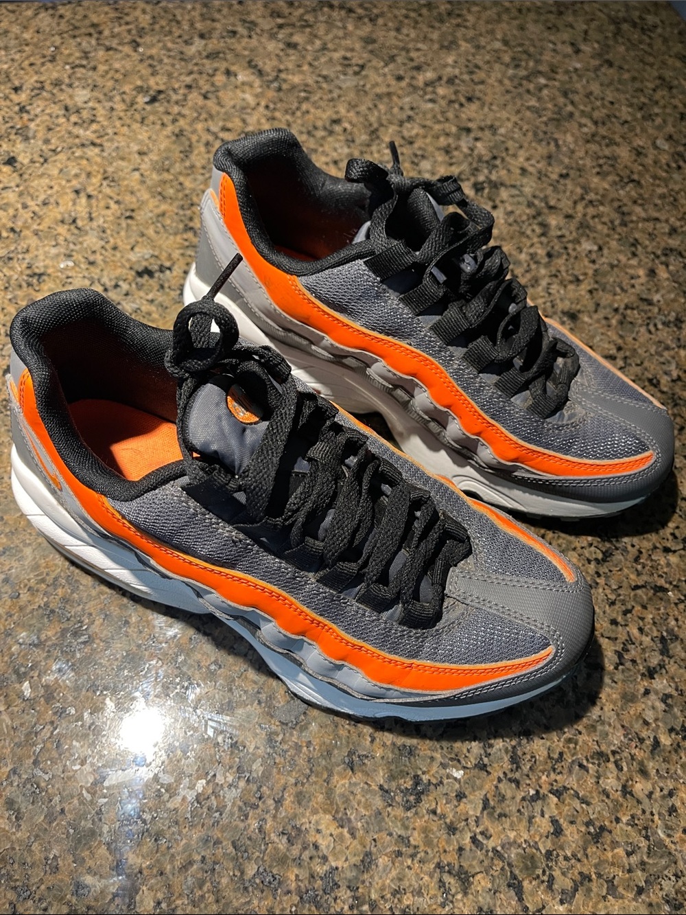 Nike Kids Gray and Orange Low-Top Sneakers